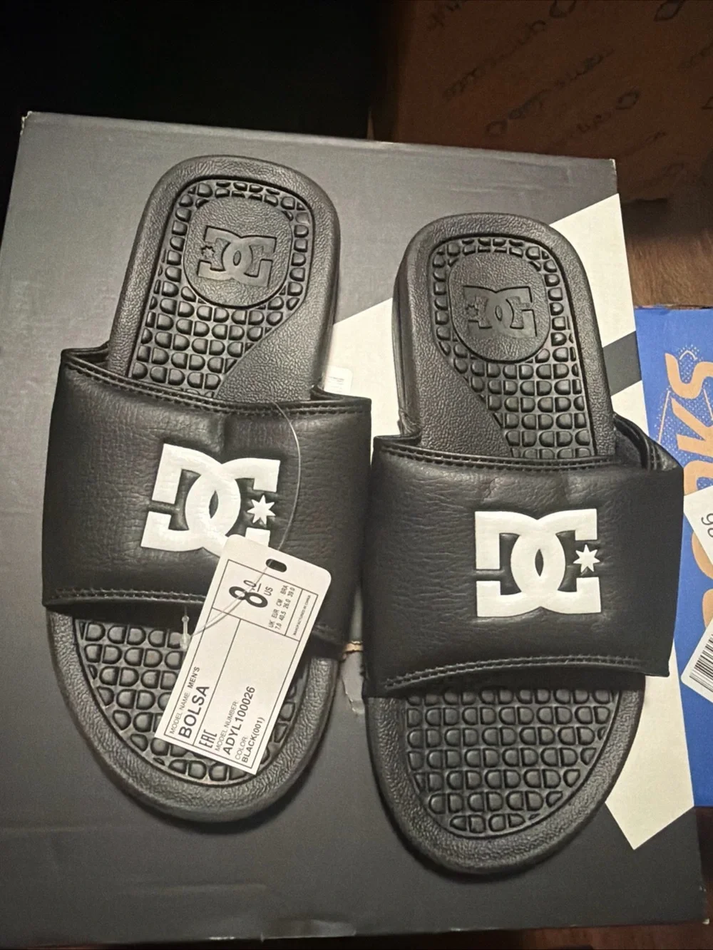 DC Shoes Bolsa Mens Slide Sandals Black White
